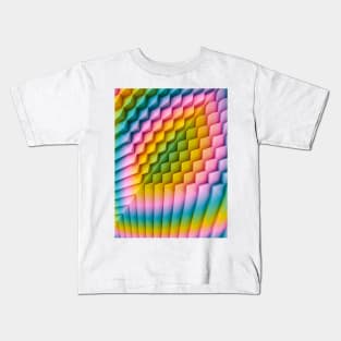 Exponential Edges Multicolored Tie Dye Geometric Abstract Artwork Kids T-Shirt